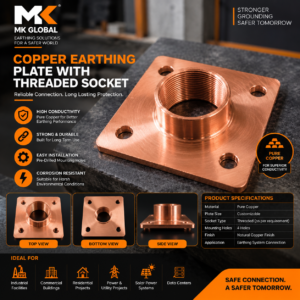Copper Earthing Plate with Threaded Boss